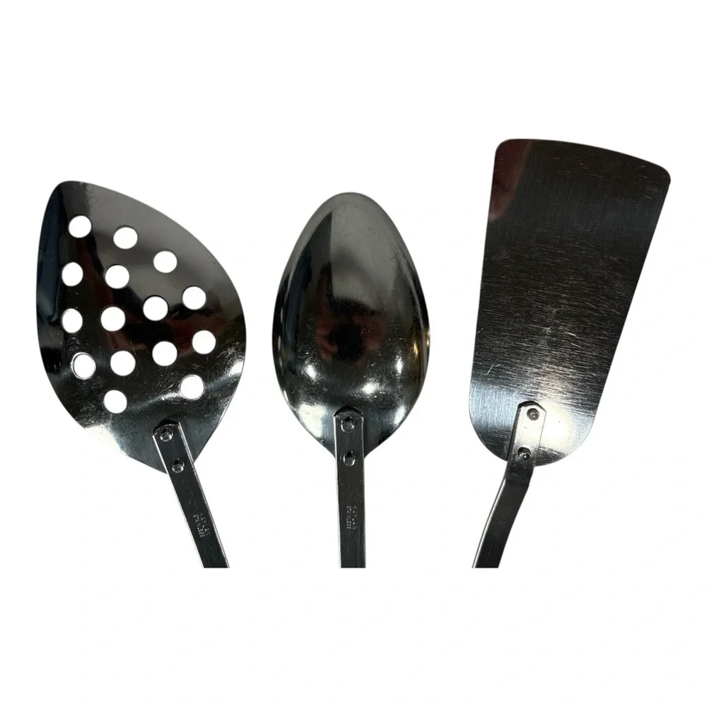 Vtg Kaylan Stainless Long Handle Spatula Cooking Spoon Slotted Spoon Utensil Set